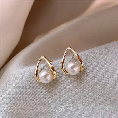 Elegant Pearl & Gold Drop Earrings