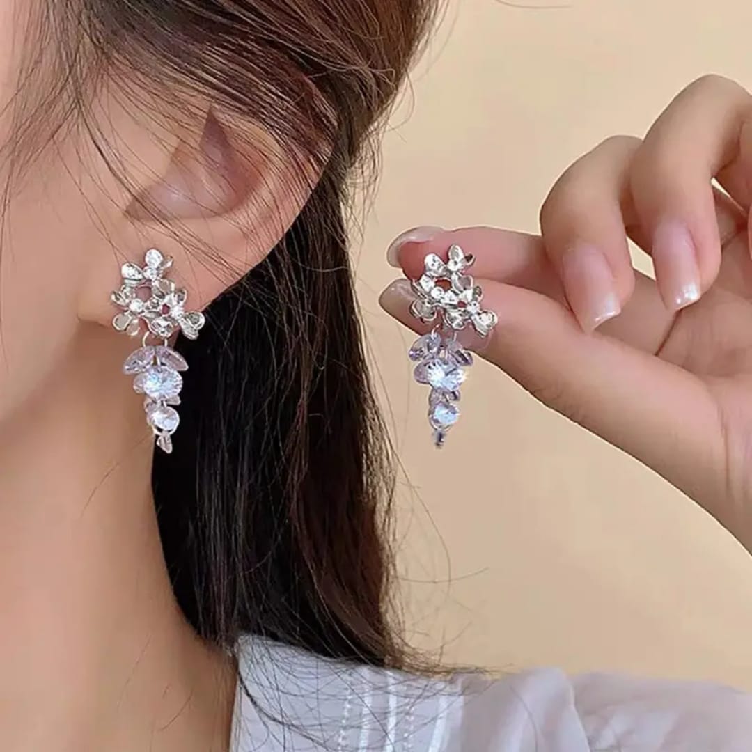 Crystal Floral Drop Earrings