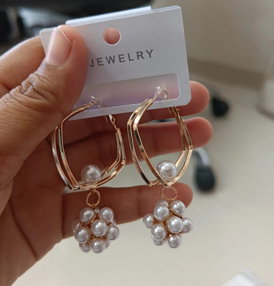 Pearl Frame Drop Earrings
