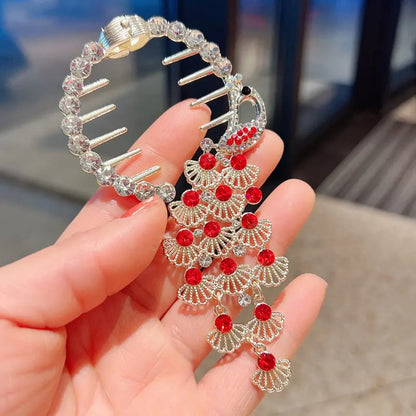 Crimson Cascade Hair Comb Clip