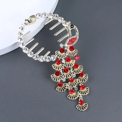 Crimson Cascade Hair Comb Clip