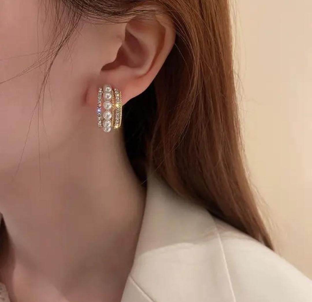 Trinity Pearl Band Earrings