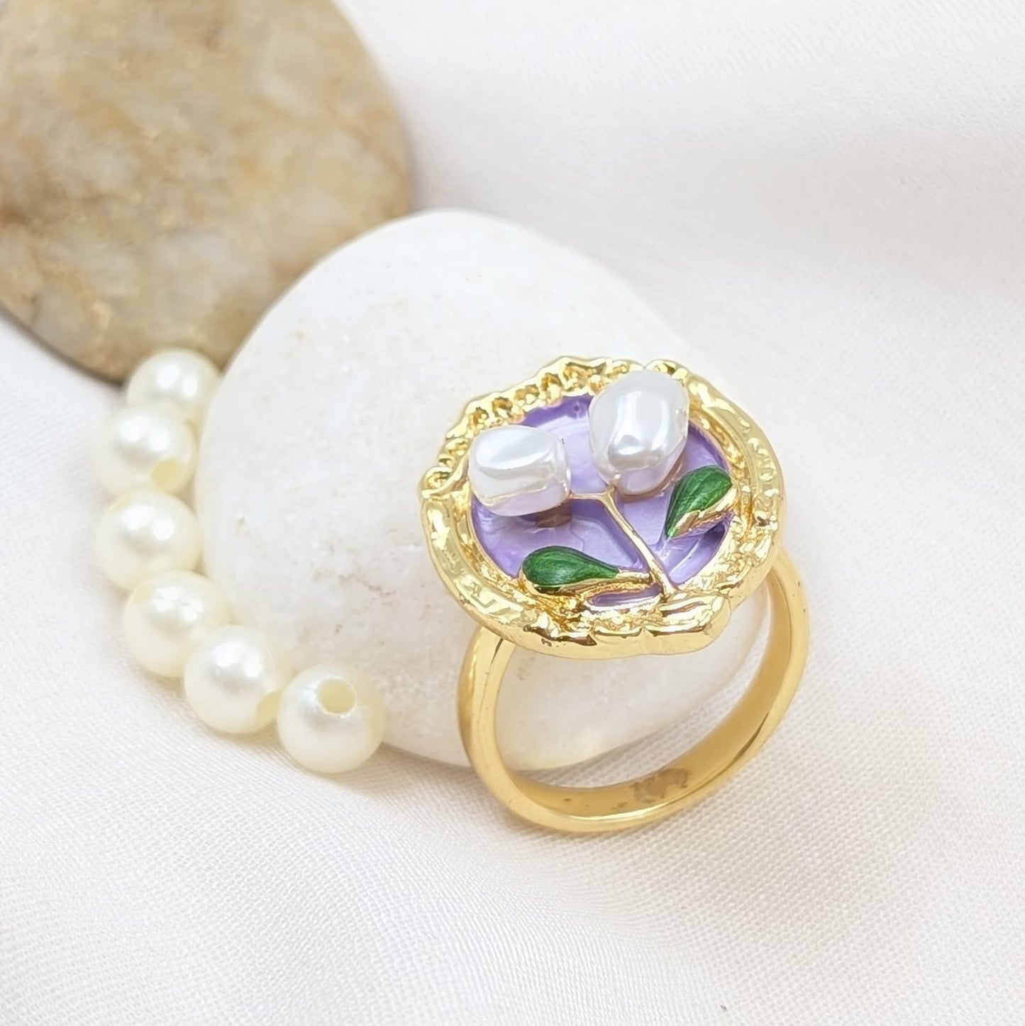 Lychee Pearl Floral Ring