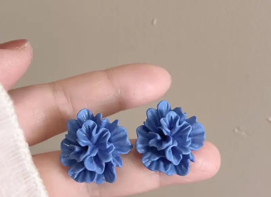 🌸 Blue Blossom Statement Earrings