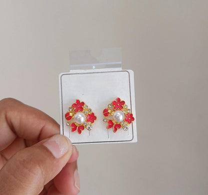 Blush Bloom Pearl Cluster Earrings