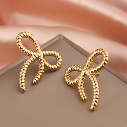 Twisted Bow Charm Earrings