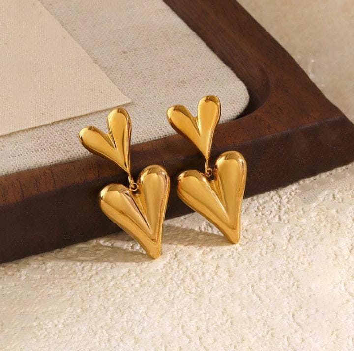 Sculpted Heart Drop Earrings