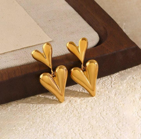 Sculpted Heart Drop Earrings
