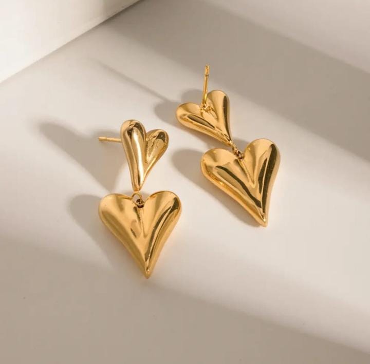 Sculpted Heart Drop Earrings
