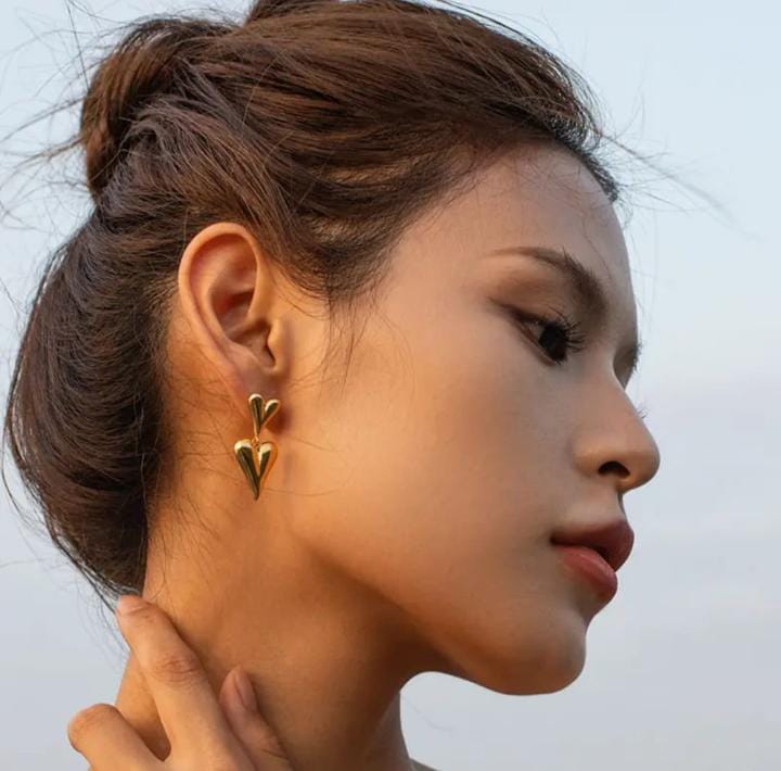 Sculpted Heart Drop Earrings