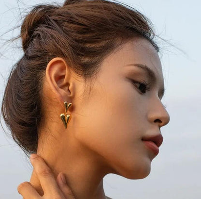 Sculpted Heart Drop Earrings