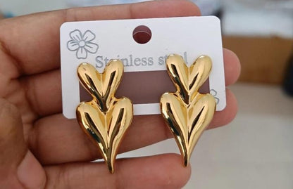 Sculpted Heart Drop Earrings
