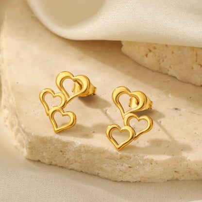 Golden Cascade Heart Earrings