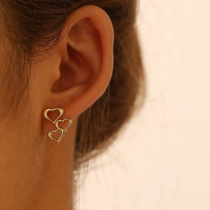 Golden Cascade Heart Earrings