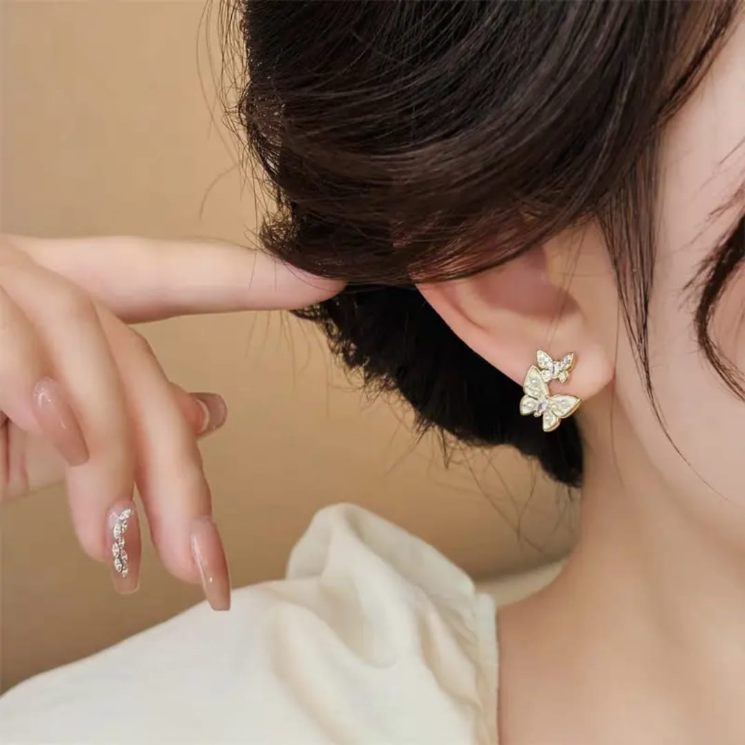 Butterfly Pearl Drop Earrings