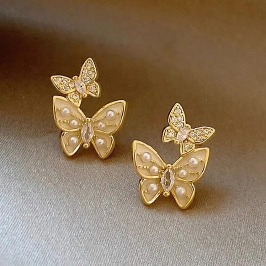 Butterfly Pearl Drop Earrings
