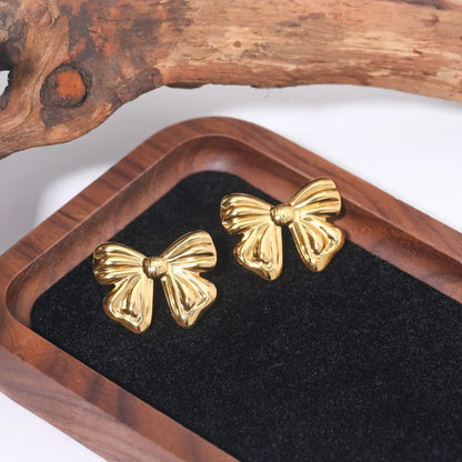 Golden Bow Charm Earrings
