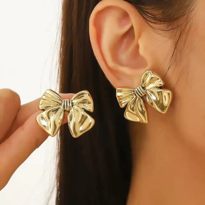 Golden Bow Charm Earrings