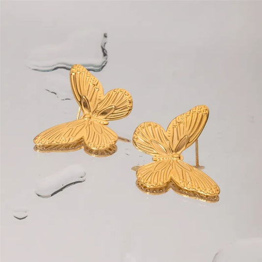 Golden Flutter Butterfly Earrings