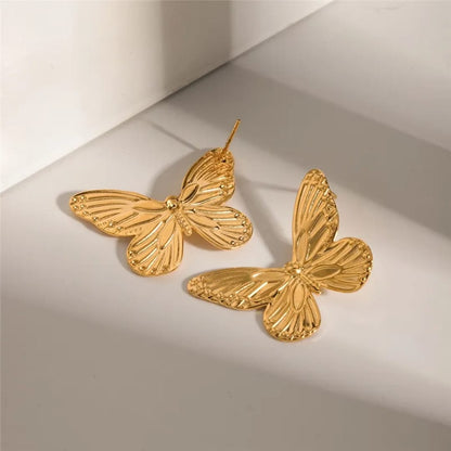 Golden Flutter Butterfly Earrings