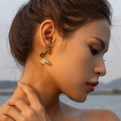 Golden Flutter Butterfly Earrings
