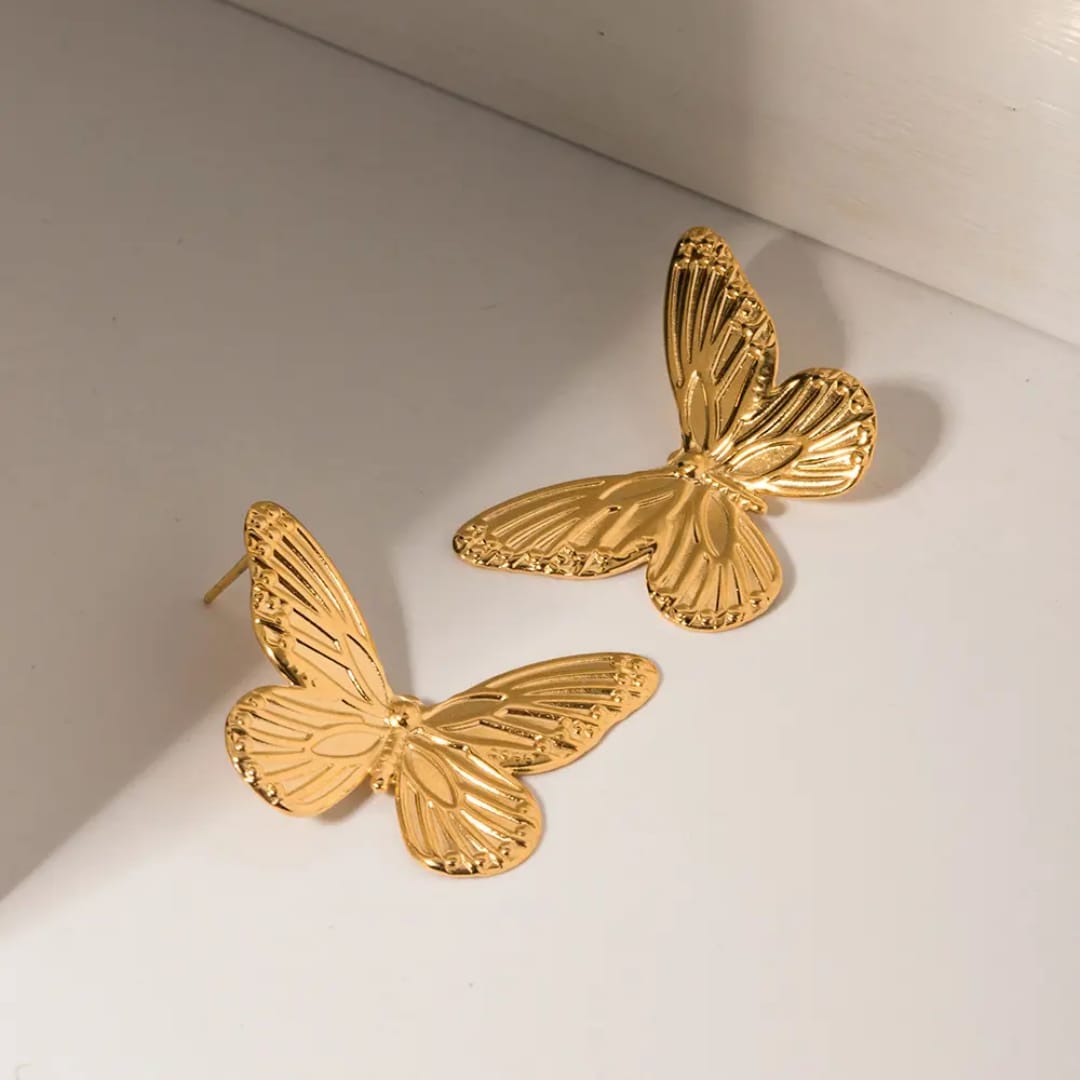 Golden Flutter Butterfly Earrings