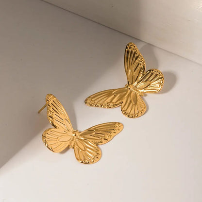 Golden Flutter Butterfly Earrings