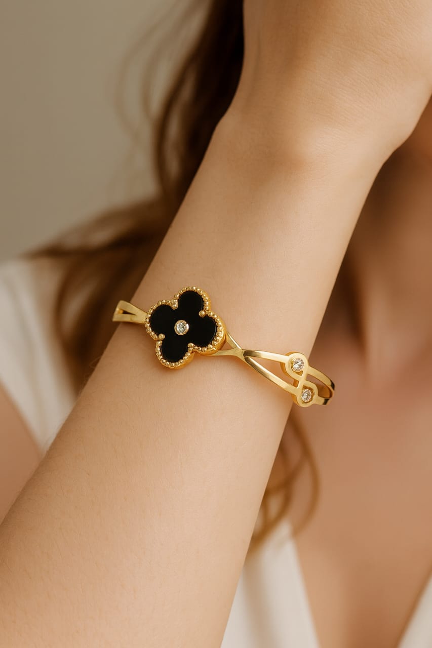 Black & Gold Floral Bracelet
