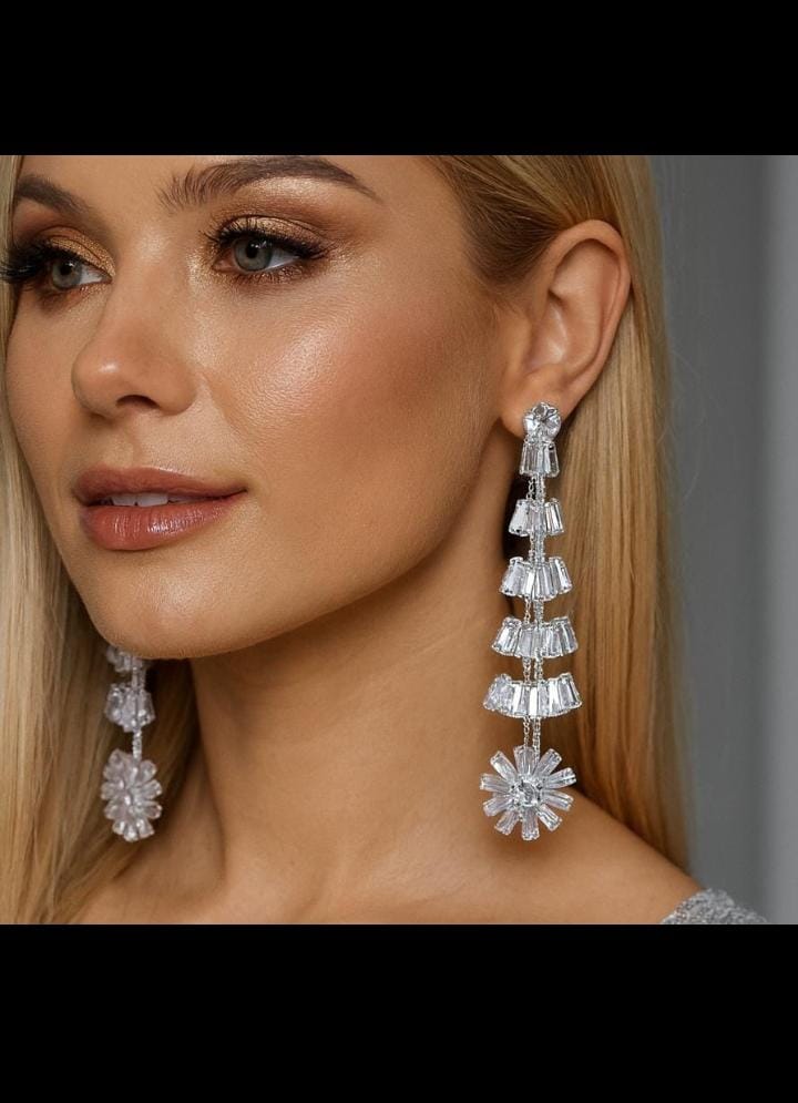 Long Crystal Drop Earrings