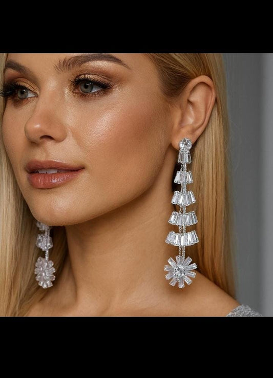 Long Crystal Drop Earrings