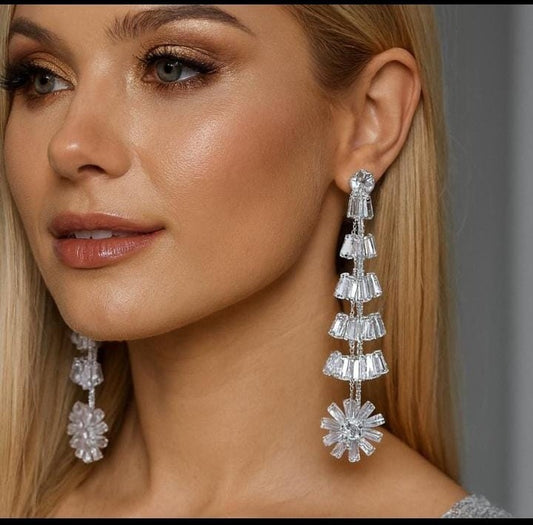 Long Crystal Drop Earrings