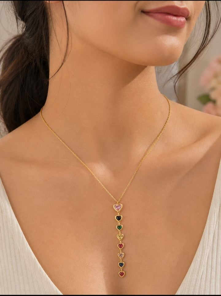 Multi-Heart Gemstone Necklace