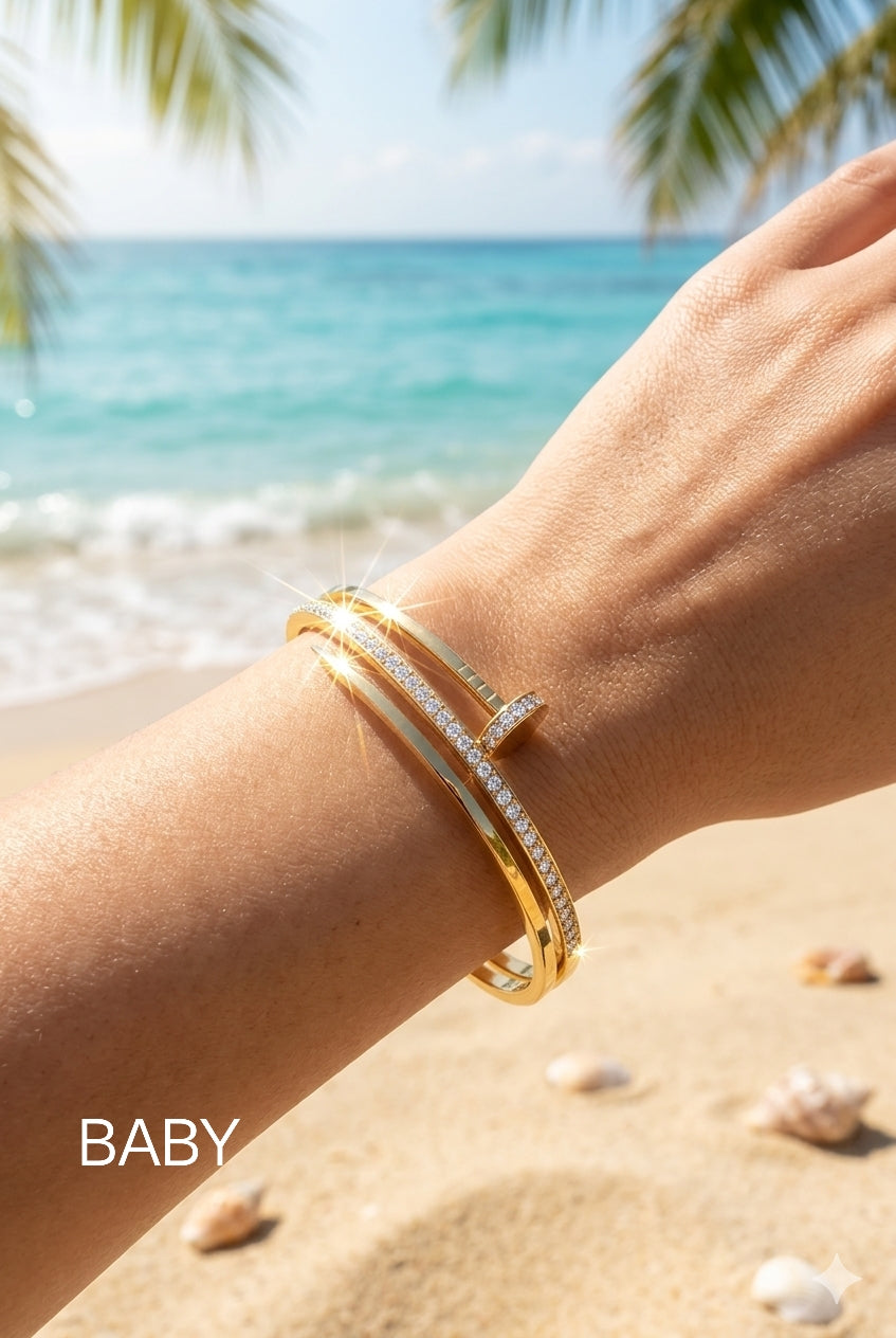 Diamond Accent Gold Bracelets Duo