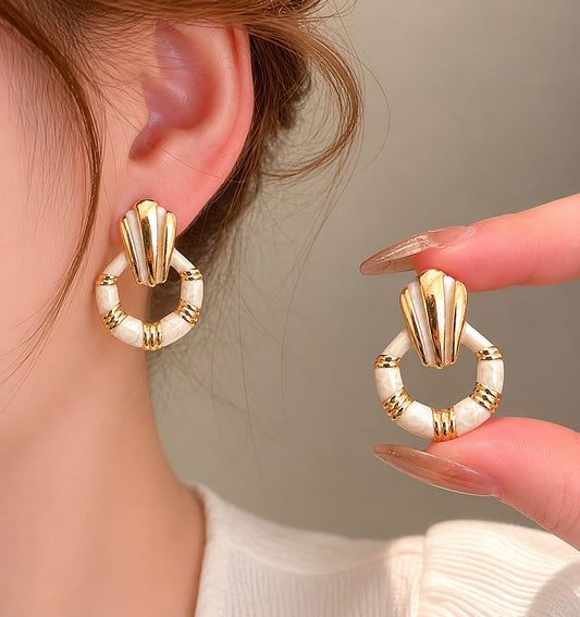 Gold Gemstone Hoop Earrings