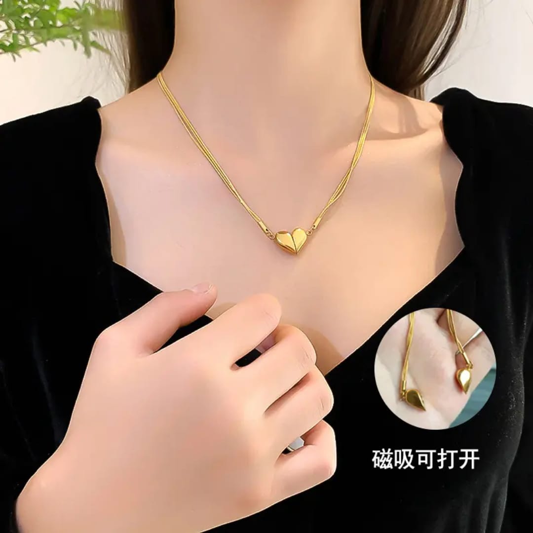 Gold Heart Gemstone Necklace