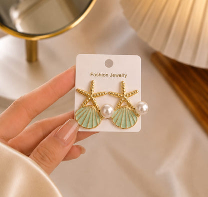 Pastel Fan Pearl Earrings