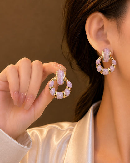 Gold Gemstone Hoop Earrings