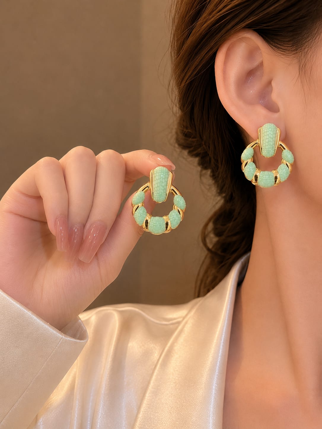 Gold Gemstone Hoop Earrings