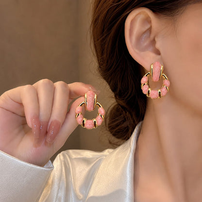 Gold Gemstone Hoop Earrings