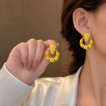 Gold Gemstone Hoop Earrings
