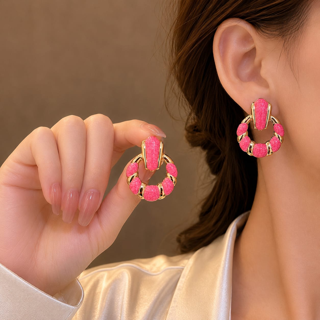 Gold Gemstone Hoop Earrings
