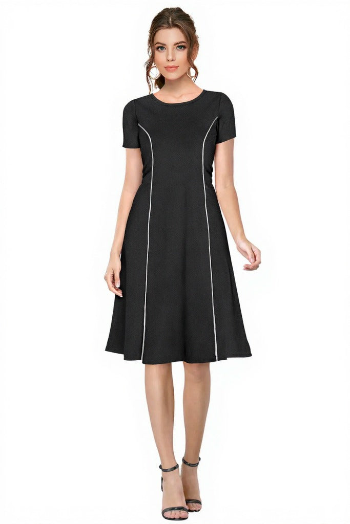 Women Bodycon Dress with Contrast Piping