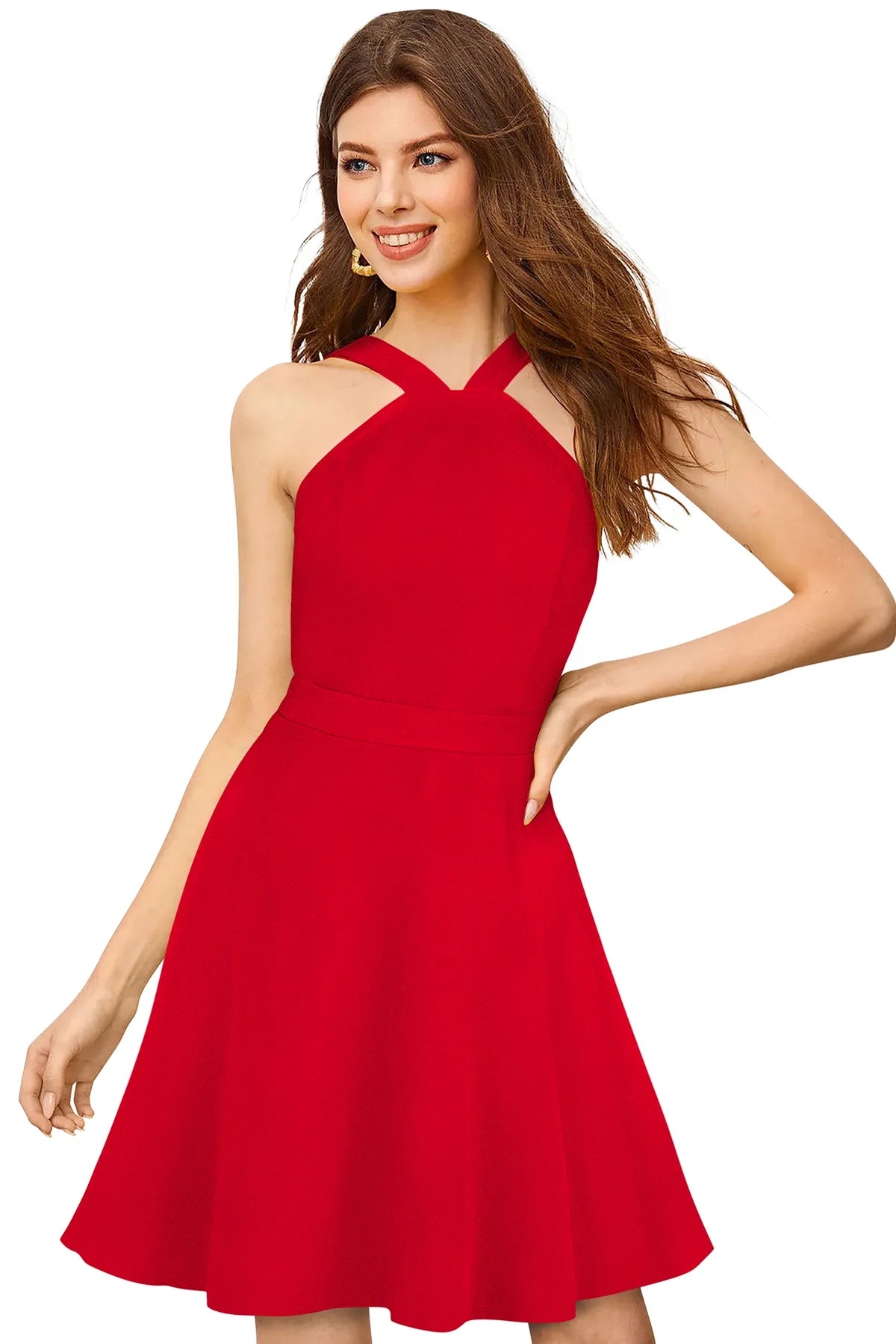 V-Neck Sleeveless Fit & Flare Dress